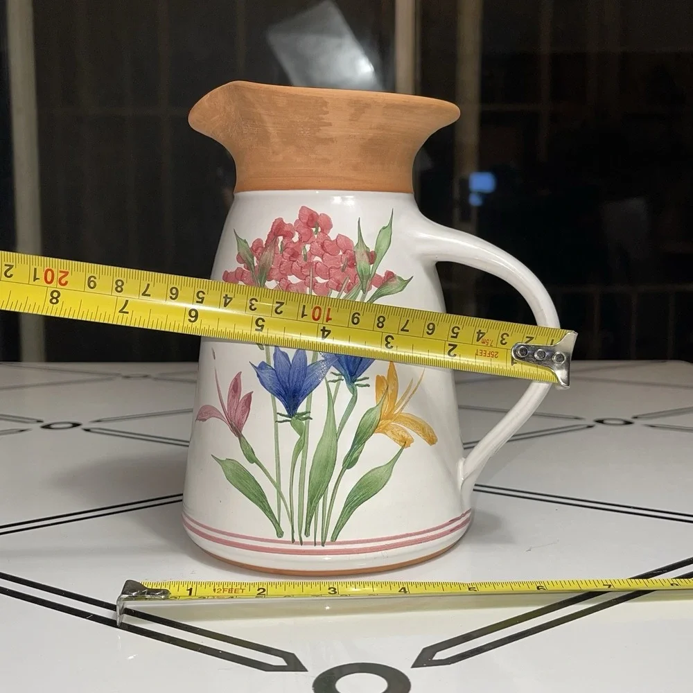 Vintage Emerson Creek Pottery Pitcher Vase Floral Flower Bedford‎ VA